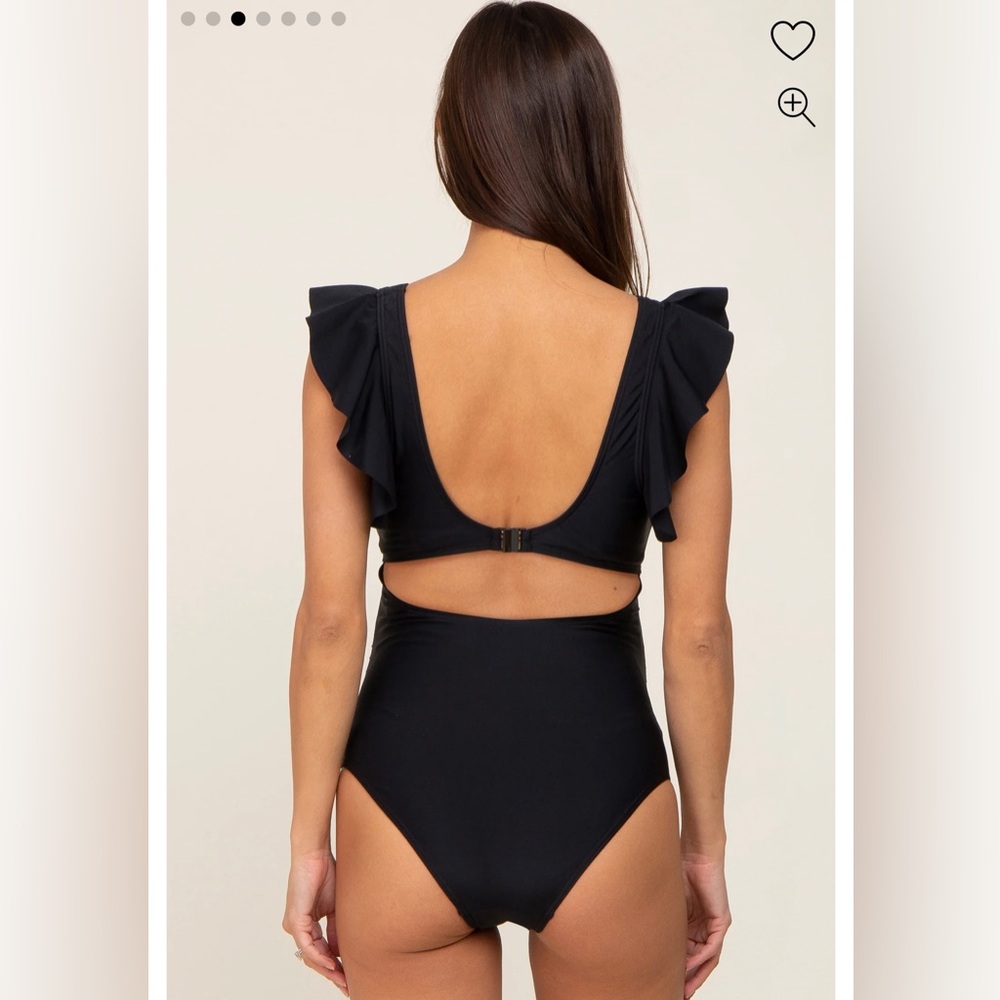 PINKBLUSH Black Cutout Flutter One Piece Maternity Swimsuit - Picture 3 of 5